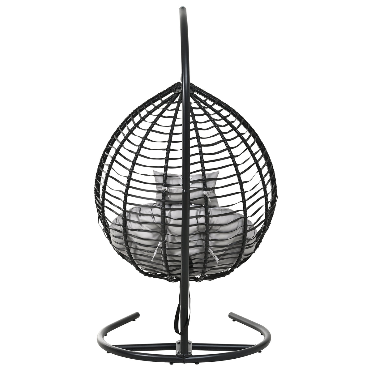 variant-group:rf-n711p389502e|Roomfitters Indoor Outdoor Hanging Egg Hammock Chair with Stand, Wicker Rattan Swing for Patio and Bedroom, Black+ Gray