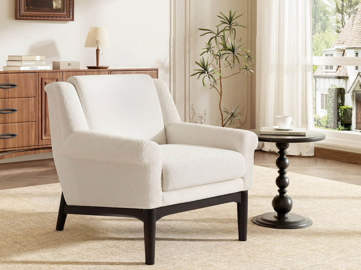 variant-group:rf-n723p426251a|Roomfitters Mid-Century Modern Textured Upholstered Accent Chair, Comfy Armchair with Sturdy Solid Wood Legs for Home, Beige