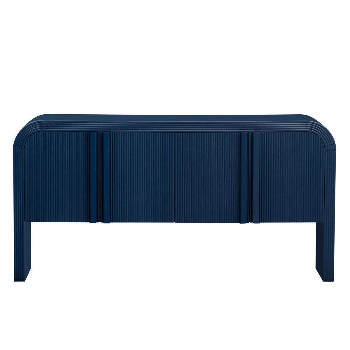 variant-group:rf-n711p415846v|Roomfitters Modern Rustic Navy Blue Curved Wave Pattern Console Table with Adjustable Storage Shelf and Elegant Wooden Handles