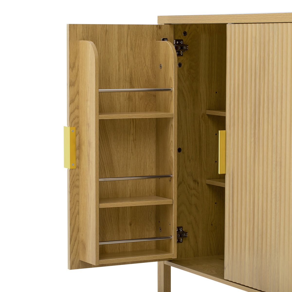 variant-group:rf-n711p345170o|Roomfitters 57.5" Sideboard Buffet Cabinet with 3 Door Mid-century Modern Fluted Storage for Kitchen & Dining Room, Natural