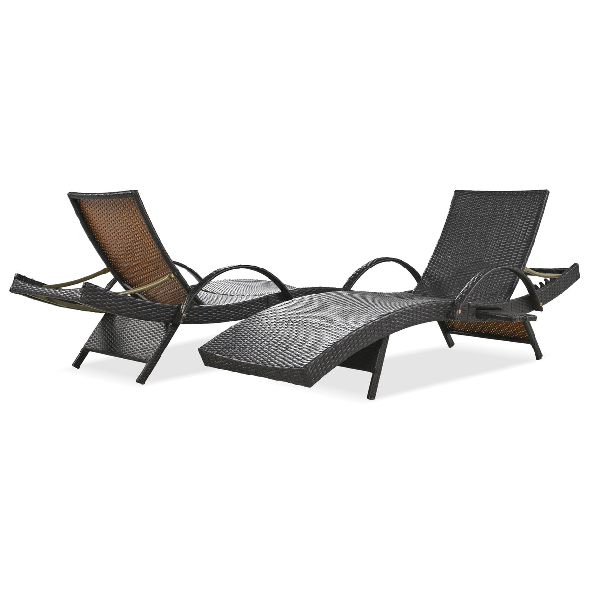 variant-group:rf-n707wf321204aad|Roomfitters 80" Outdoor Wicker Chaise Lounge Chairs, Set of 2, Reclining Patio Chairs with Pull-Out Table, Dark Brown