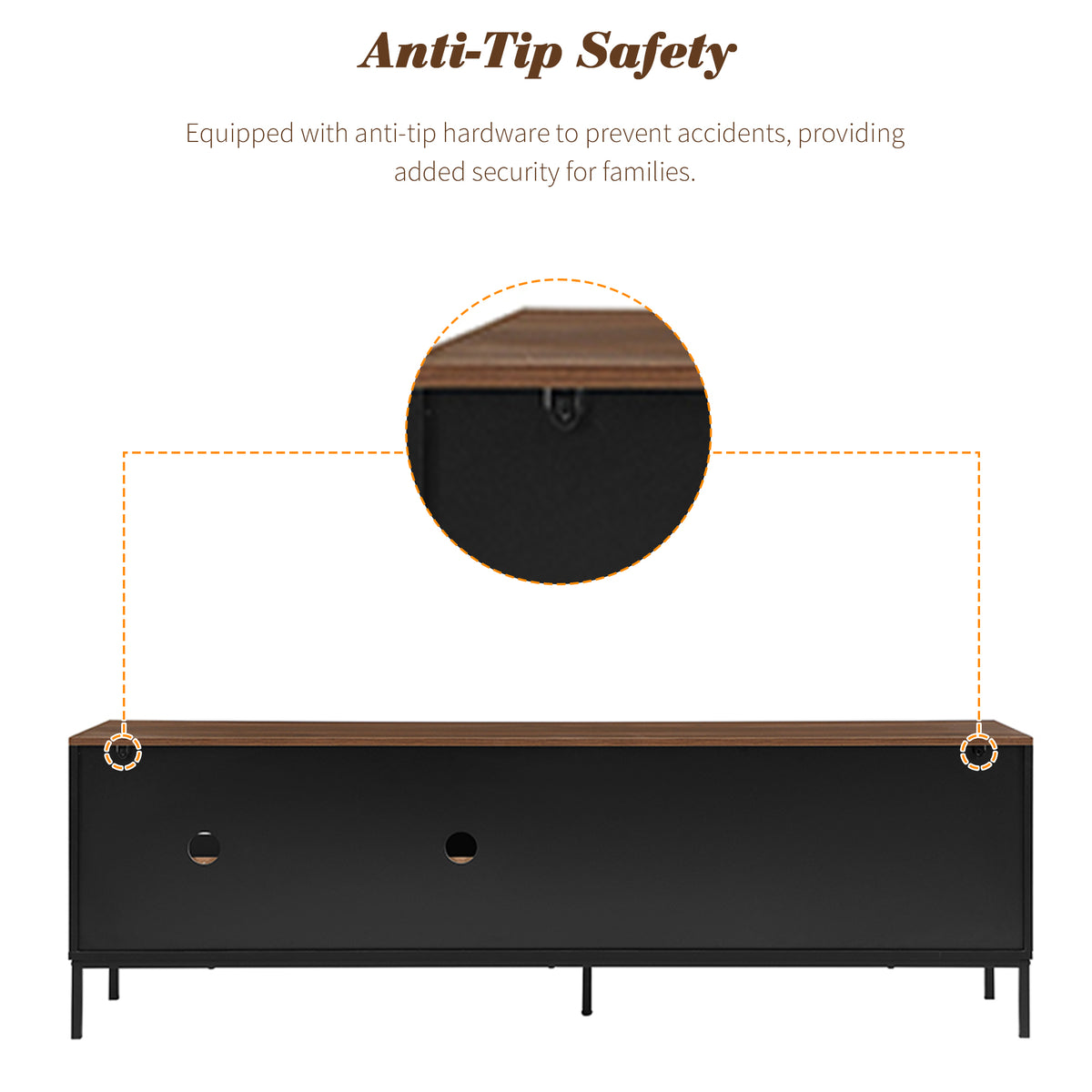 variant-group:rf-n724p360370b|Roomfitters Mid-Century Modern 70" TV Stand Console with Sliding Doors, Black