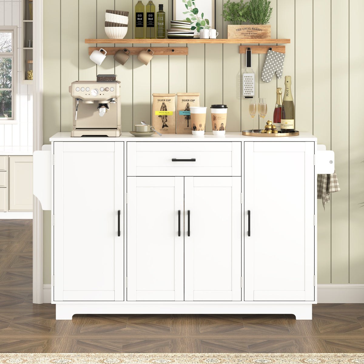 variant-group:rf-n711p437643k|Roomfitters Modern Contemporary White Melamine MDF Sideboard Buffet Cabinet Dining Room Storage Kitchen Credenza