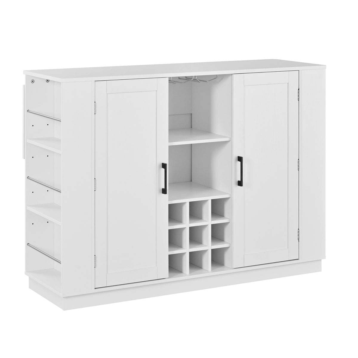 variant-group:rf-n711p437715k|Roomfitters 47.2-Inch Counter Height Bar Cabinet, White Sideboard Buffet Table, Foldable Drop Leaf, Built-In Power