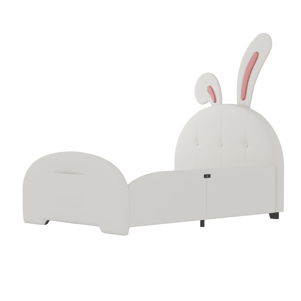 variant-group:rf-n733p198764k|Roomfitters Rabbit-Shaped Princess Twin Platform Bed with Upholstered Headboard and Footboard, White