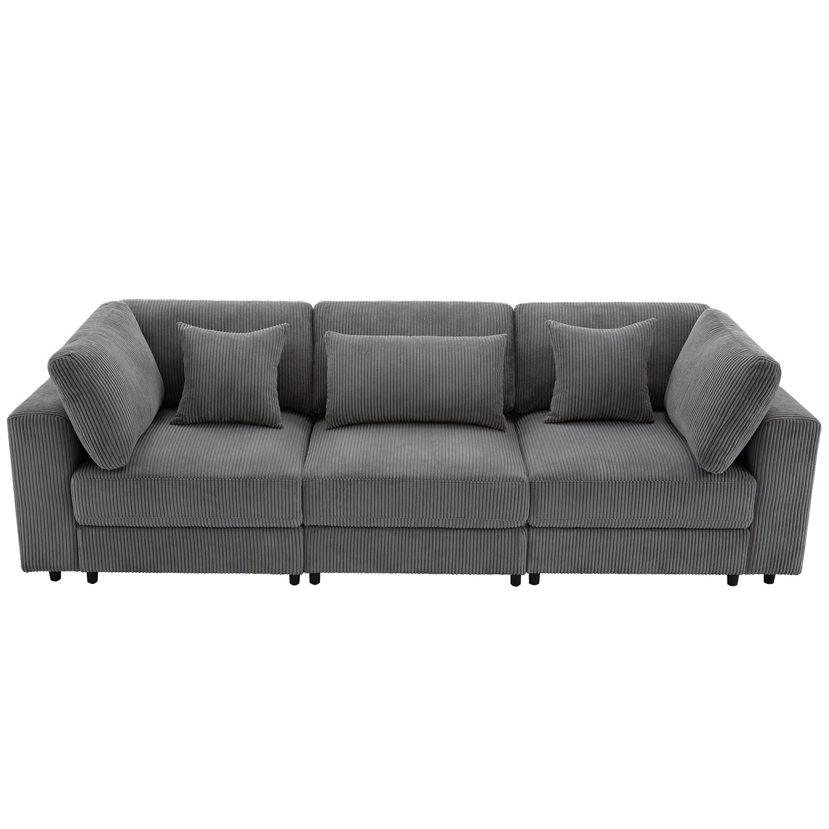 variant-group:rf-n711wy000403aae|Roomfitters 105" 3-Seater Sofa with Removable Back Cushions and 5 Pillows, Comfortable Couch for Living Room, Gray