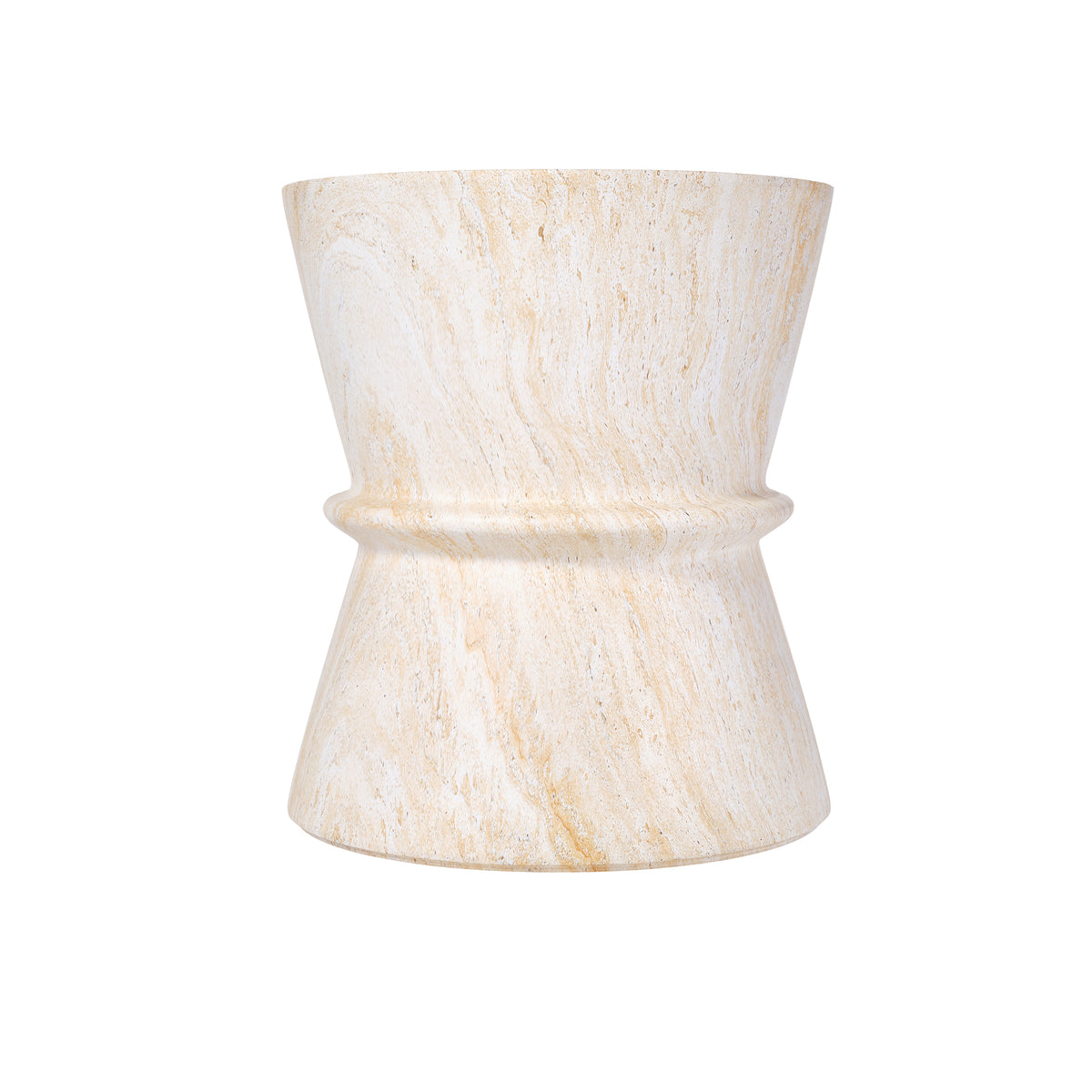variant-group:rf-n711p422072m|Roomfitters Mid-Century Beige Hourglass Outdoor Side Table, Lightweight Concrete Accent Table, Modern MgO Garden End