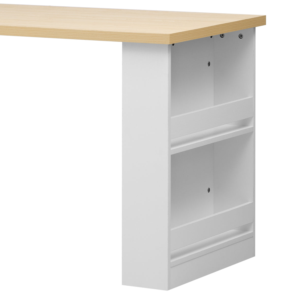 variant-group:rf-n707s000010w|Roomfitters 82.7" Kitchen Island with Extendable Table, Two-Tone Design, Double Storage, Power Outlet, White