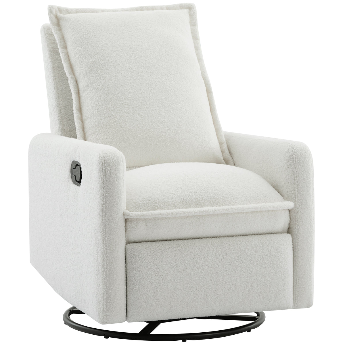variant-group:rf-n701p348238k|Roomfitters Swivel Rocker Recliner Chair, Glider Rocking Armchair, Teddy Fleece Nursery Reclining Lounge Accent Chair, White