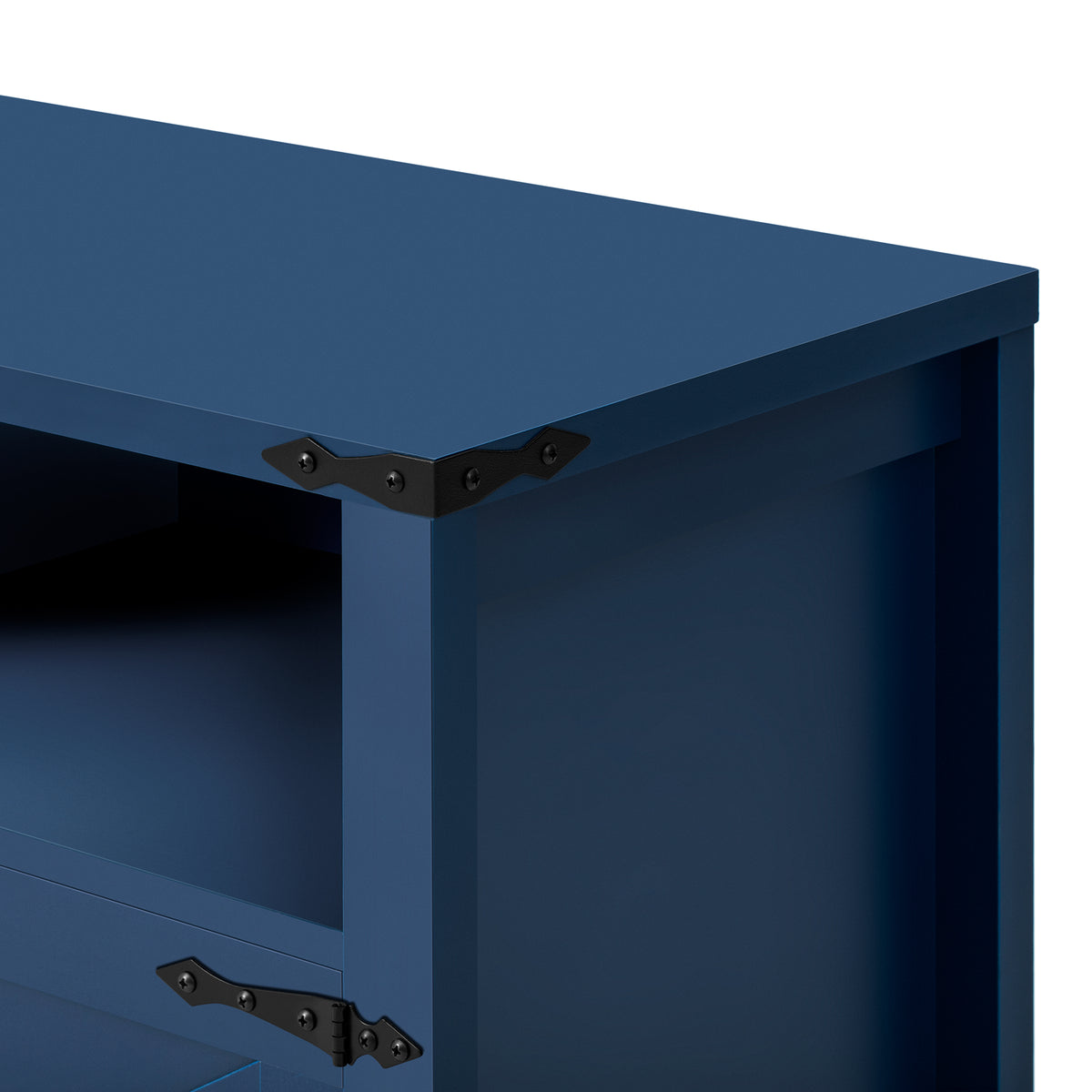 variant-group:rf-n711p347407v|Roomfitters 59" Sideboard Buffet Cabinet with 4 Door & Open Storage, Modern Farmhouse Industrial Coffee Bar Station, Navy Blue