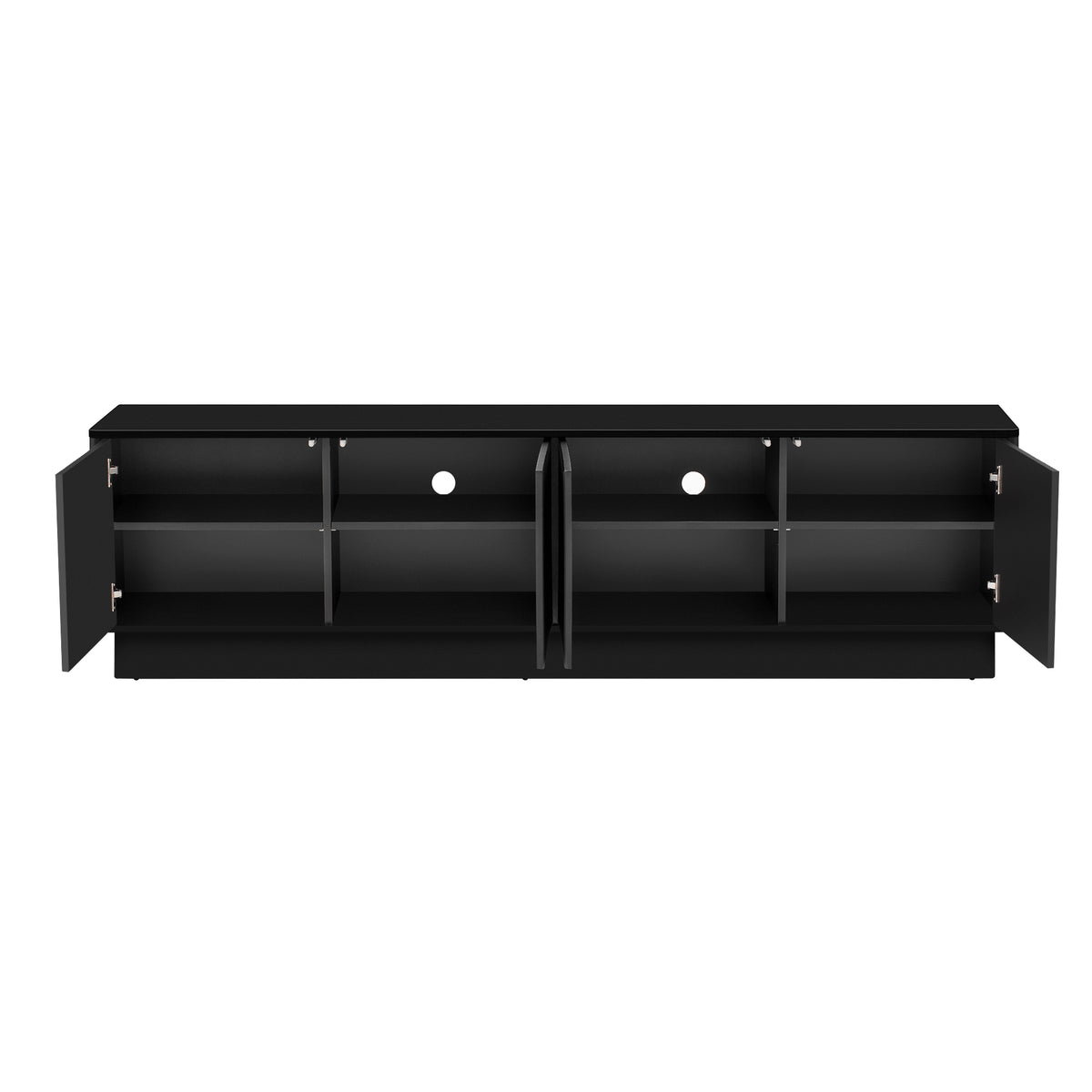 variant-group:rf-n724p426846b|Roomfitters Stylish 4-Door Wave Design TV Console with 16-Color USB LED Light, Black
