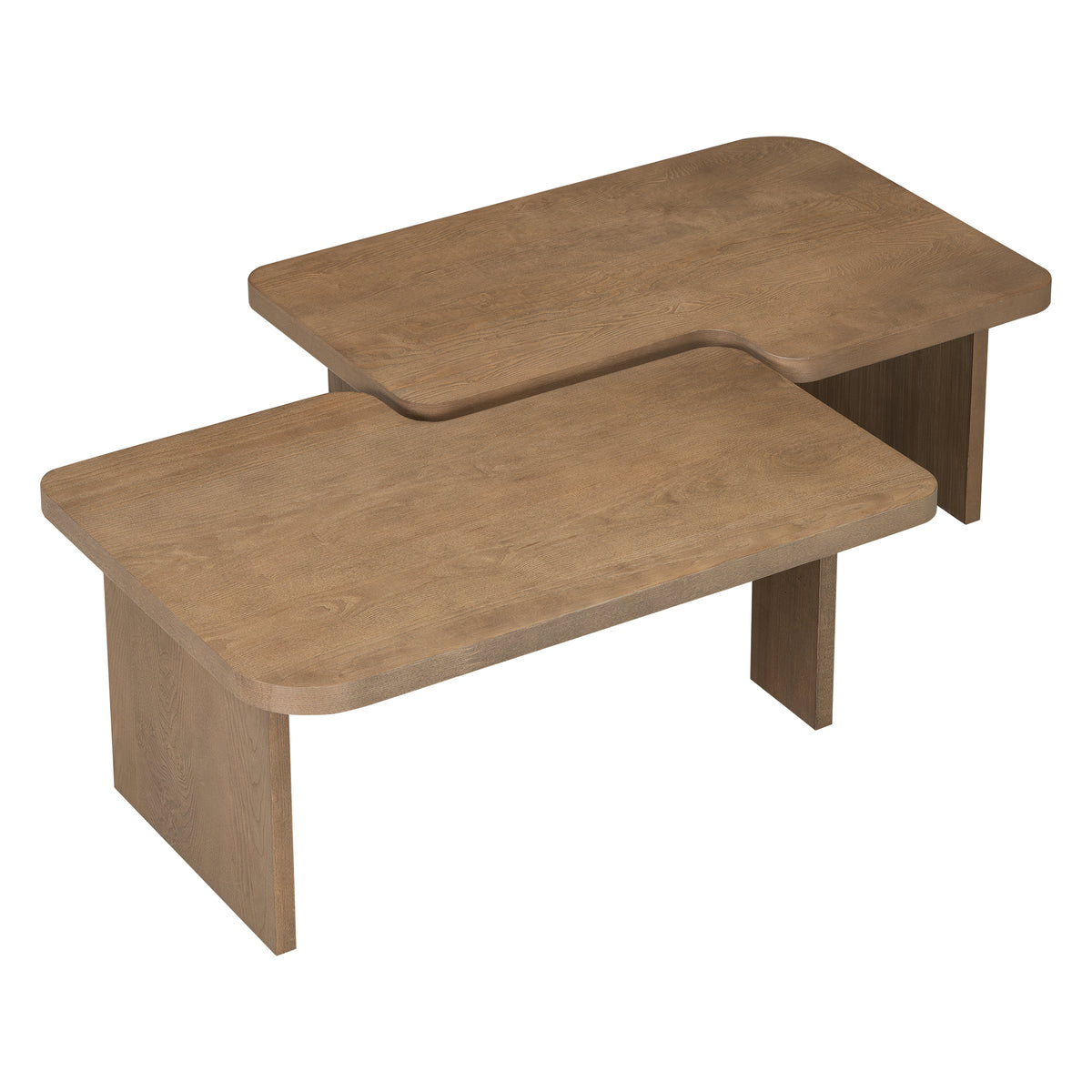 variant-group:rf-n724p232174d|Roomfitters Minimalist Coffee Table Set, Rectangular Center Table with Two-Tone Design, Natural
