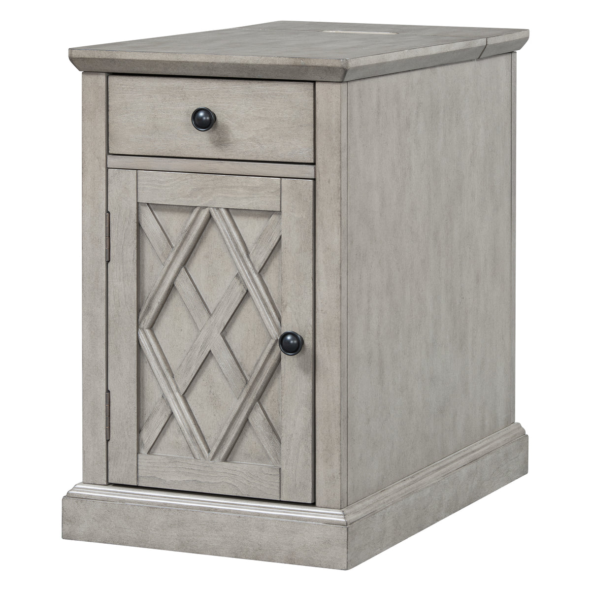 variant-group:rf-n724p353565e|Roomfitters Classic Charging End Table with USB Ports and Storage Drawer, Antique Gray