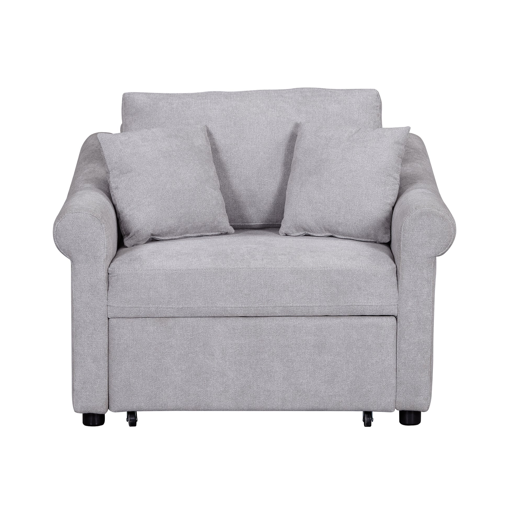 variant-group:rf-n701bs701p468429e|Roomfitters Chenille Convertible Sleeper Chair, 3 in 1 Single Sofa Bed Lounger, Adjustable Backrest Pull Out Bed, Gray