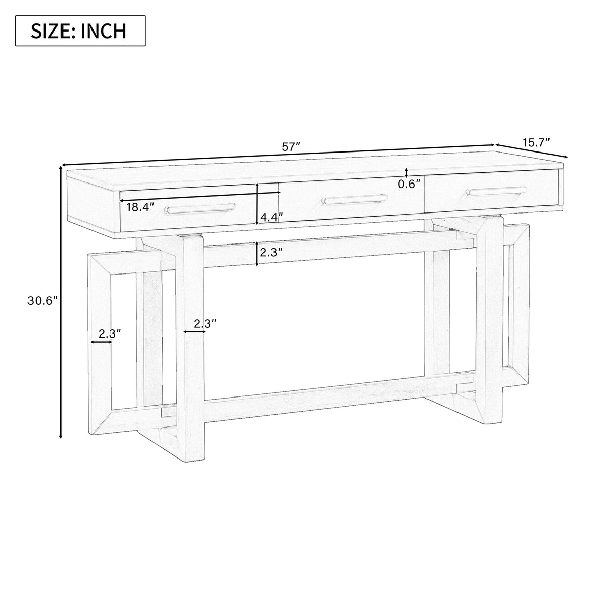 Roomfitters Elegant Console Table with Three Drawers, Extra Long Entryway Table for Entryway, Hallway, Living Room, Grey+White Roomfitters