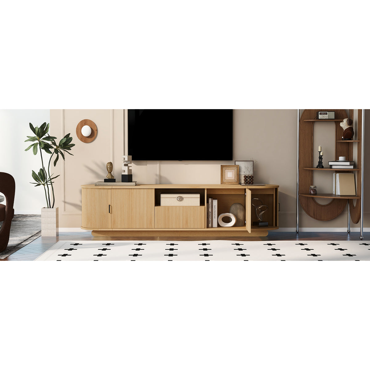 variant-group:rf-n724p420628w|Roomfitters American Style TV Stand Console with Hidden Sliding Doors, Large, Acacia Wood