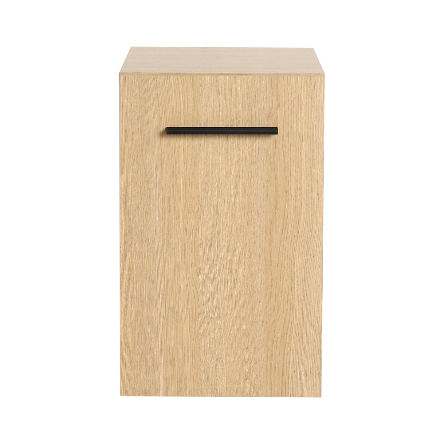 12" Floating Bathroom Vanity Single Door Base Cabinet, Light Oak Plywood Wall-Mounted Storage with Black/Aluminum Handles (Sink Not Included)