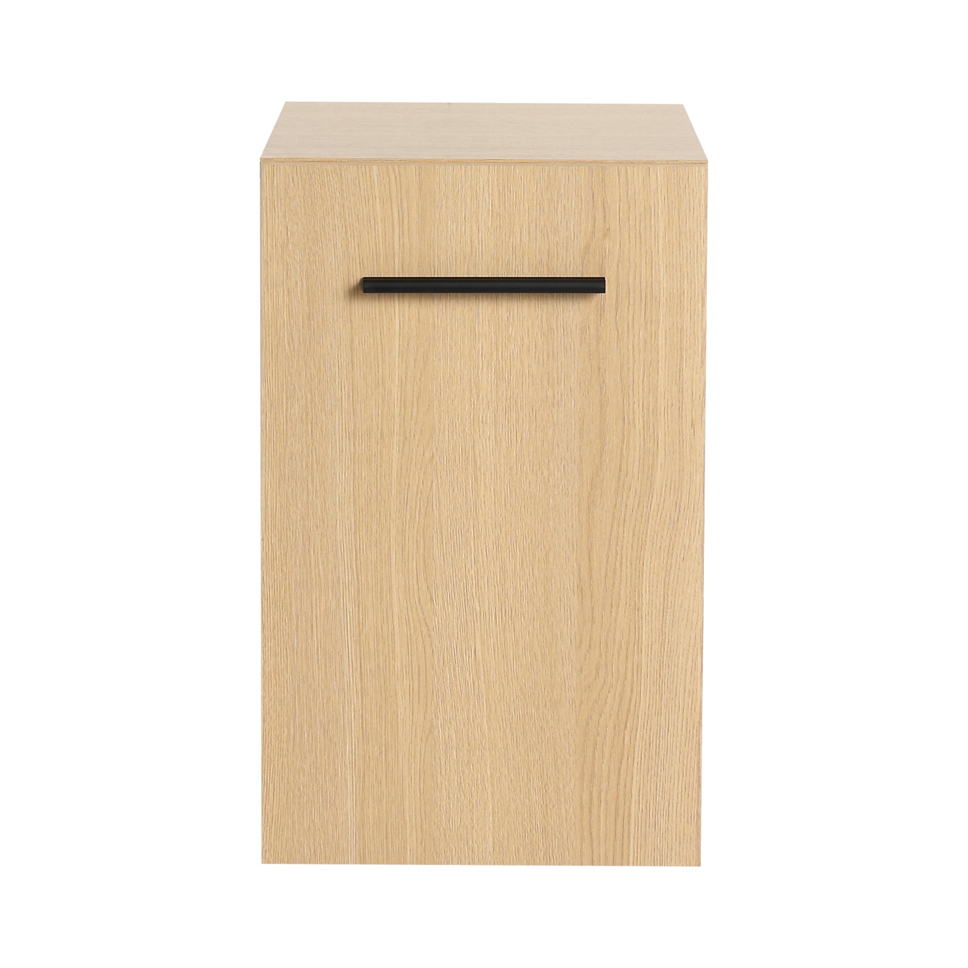 12" Floating Bathroom Vanity Single Door Base Cabinet, Light Oak Plywood Wall-Mounted Storage with Black/Aluminum Handles (Sink Not Included)