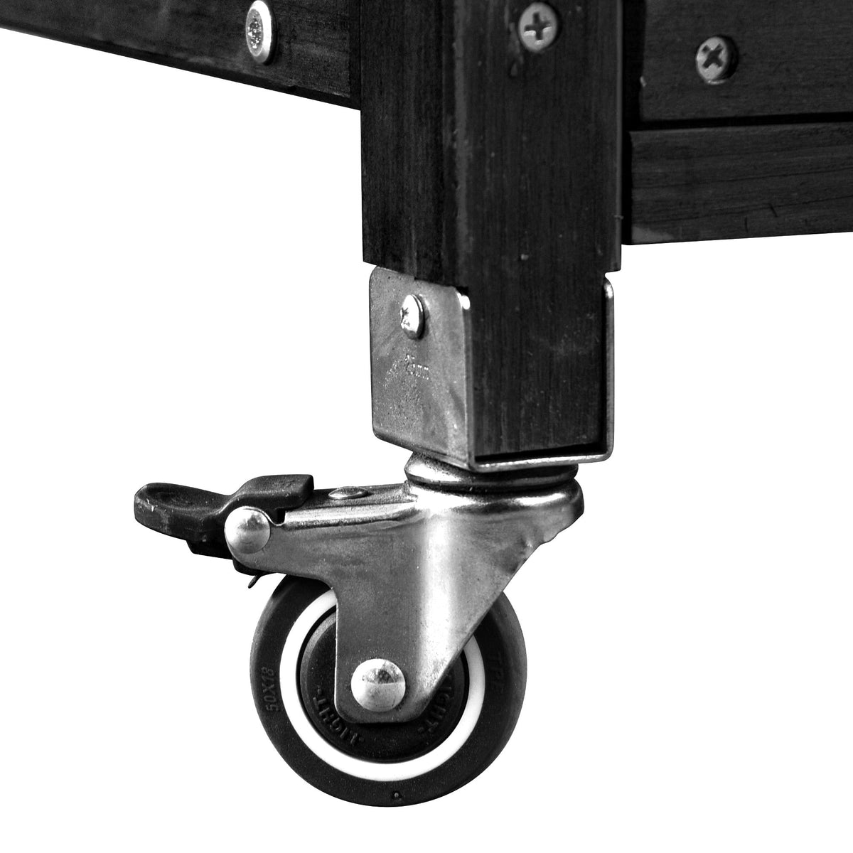 Roomfitters 64.9" Outdoor Potting Bench & Kitchen Island with Stainless Steel Top, Propane Rack & Lockable Wheels, Black