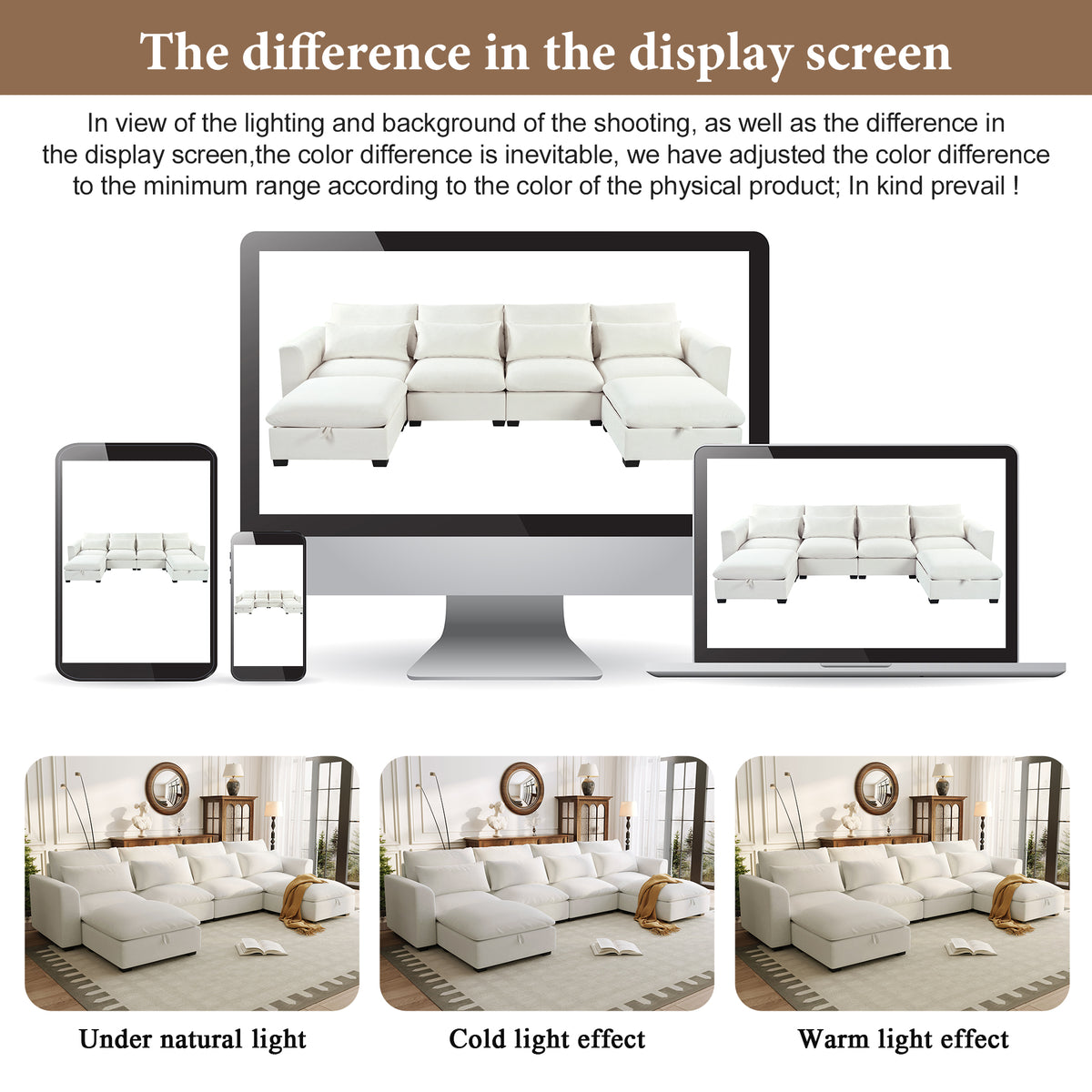 variant-group:rf-n711wy000491aaa|Roomfitters 131.3-Inch Modern U-Shaped Sectional Sofa, 6-Seater Linen Blend Couch, 2 Storage Ottomans, Pit Lounge, Beige