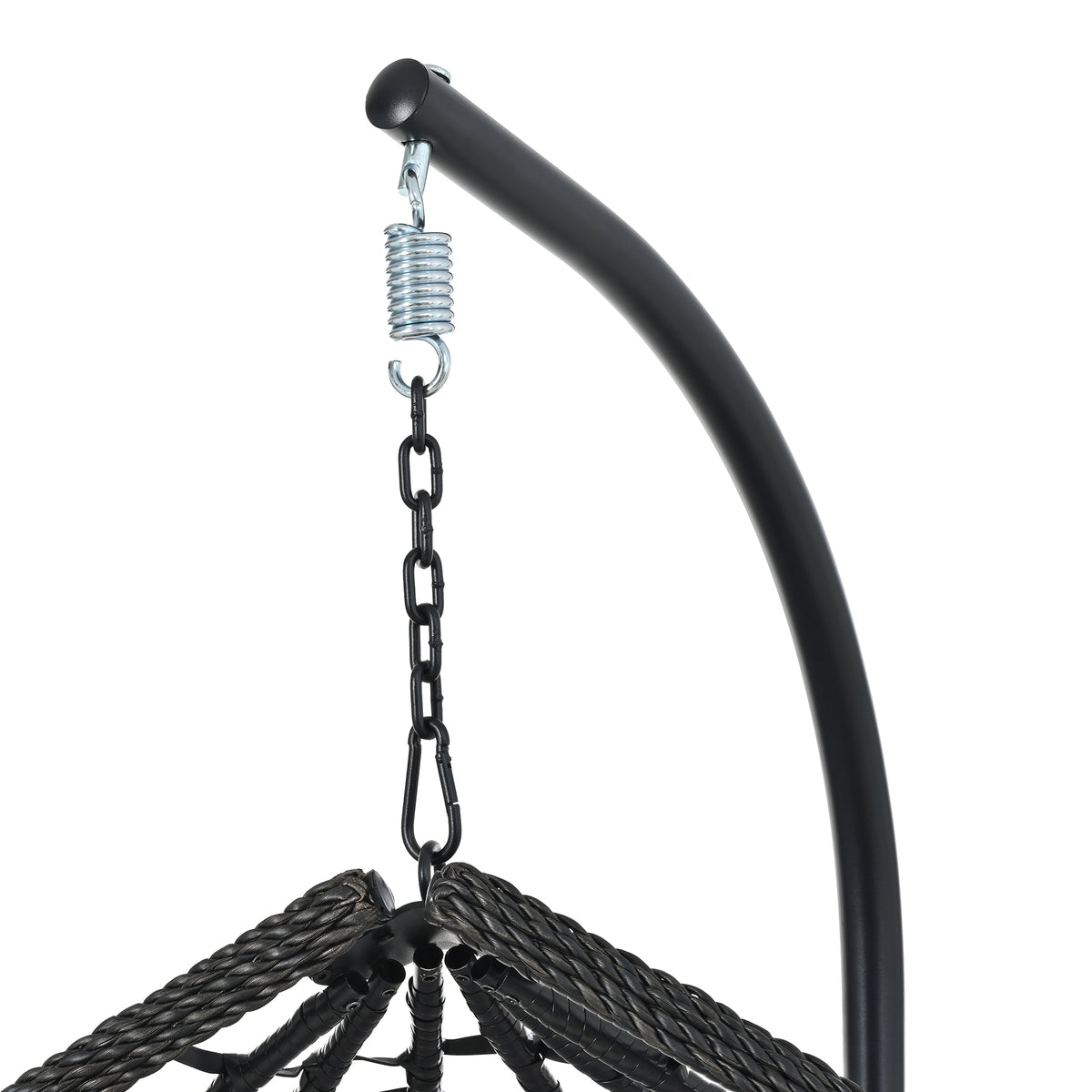 variant-group:rf-n711p389502e|Roomfitters Indoor Outdoor Hanging Egg Hammock Chair with Stand, Wicker Rattan Swing for Patio and Bedroom, Black+ Gray