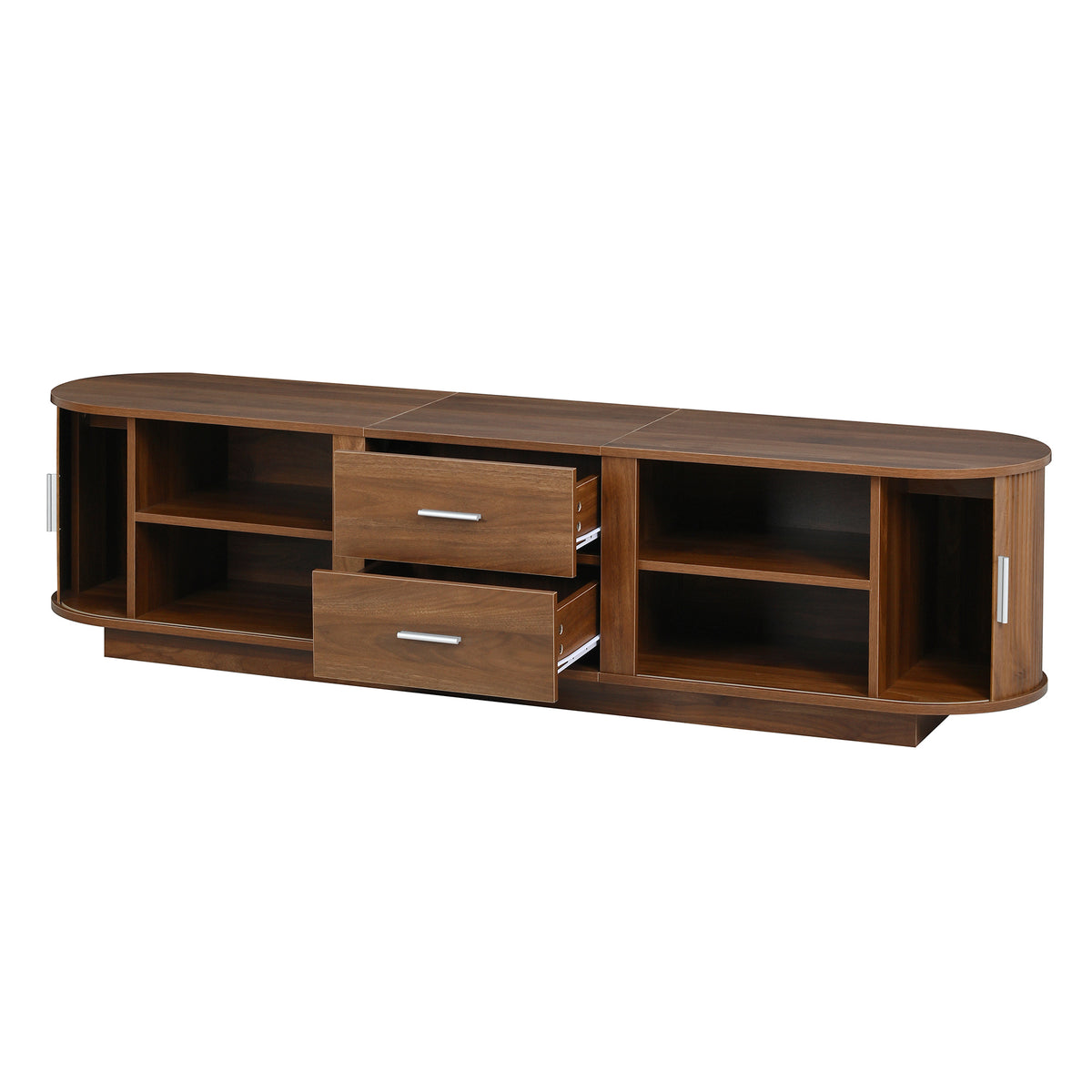variant-group:rf-n724p420639d|Roomfitters Modern Entertainment Center Console Table with 2 Central Drawers, Antique Brown