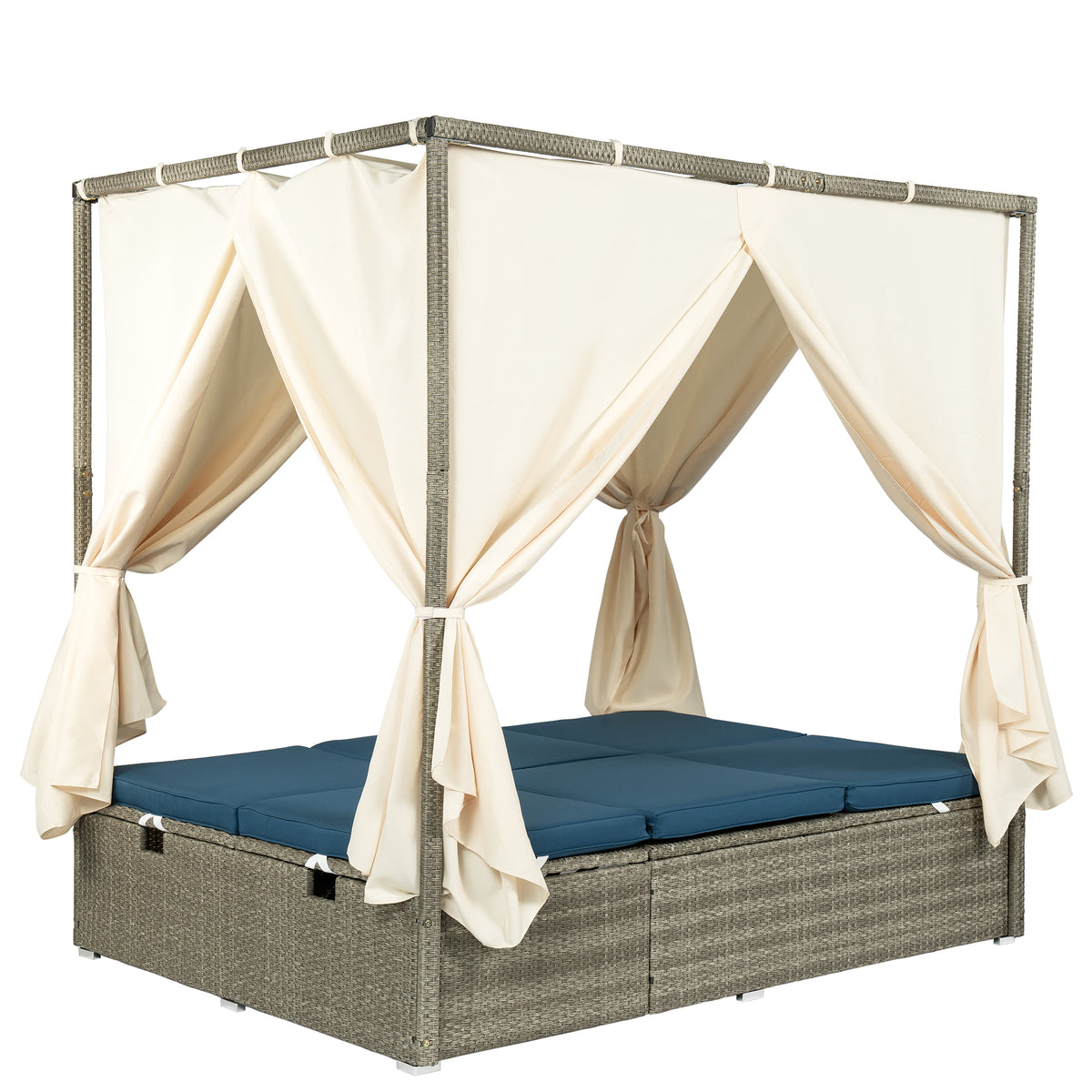 variant-group:rf-n711wy000437aac|Roomfitters Outdoor Canopy Daybed with Cushions, Hidden Storage, Adjustable Lounge Chair, Retractable Canopy, for Patios, Blue