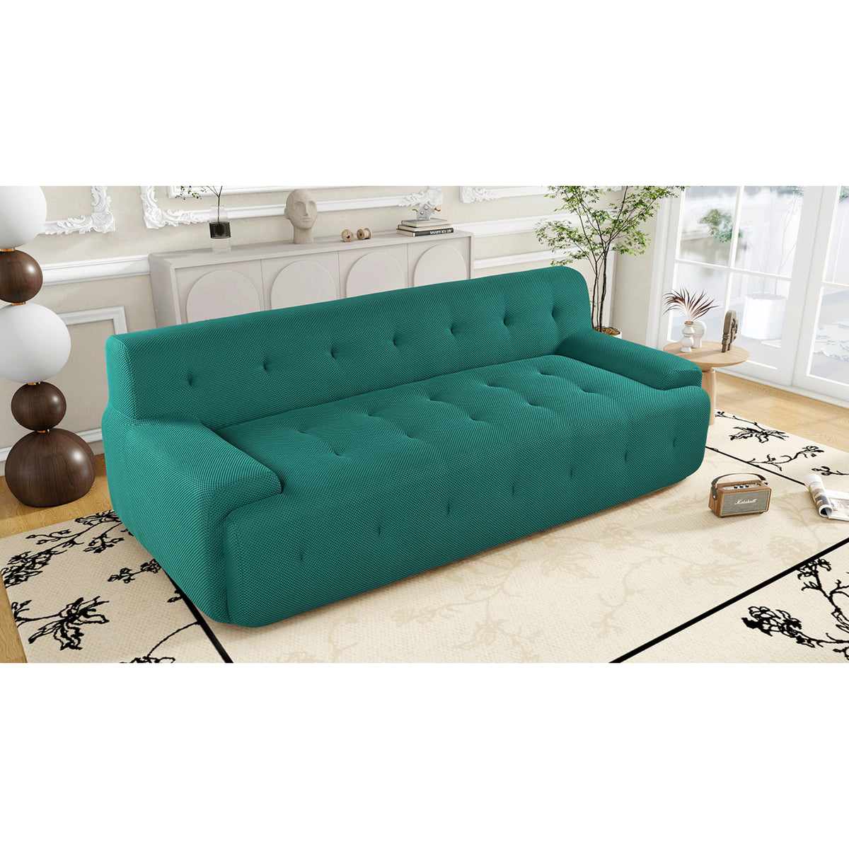 variant-group:rf-n711p206619c|Roomfitters 86.2" Modern Tufted Upholstered Sofa, 3-Seater Compression Couch for Living Room, Green