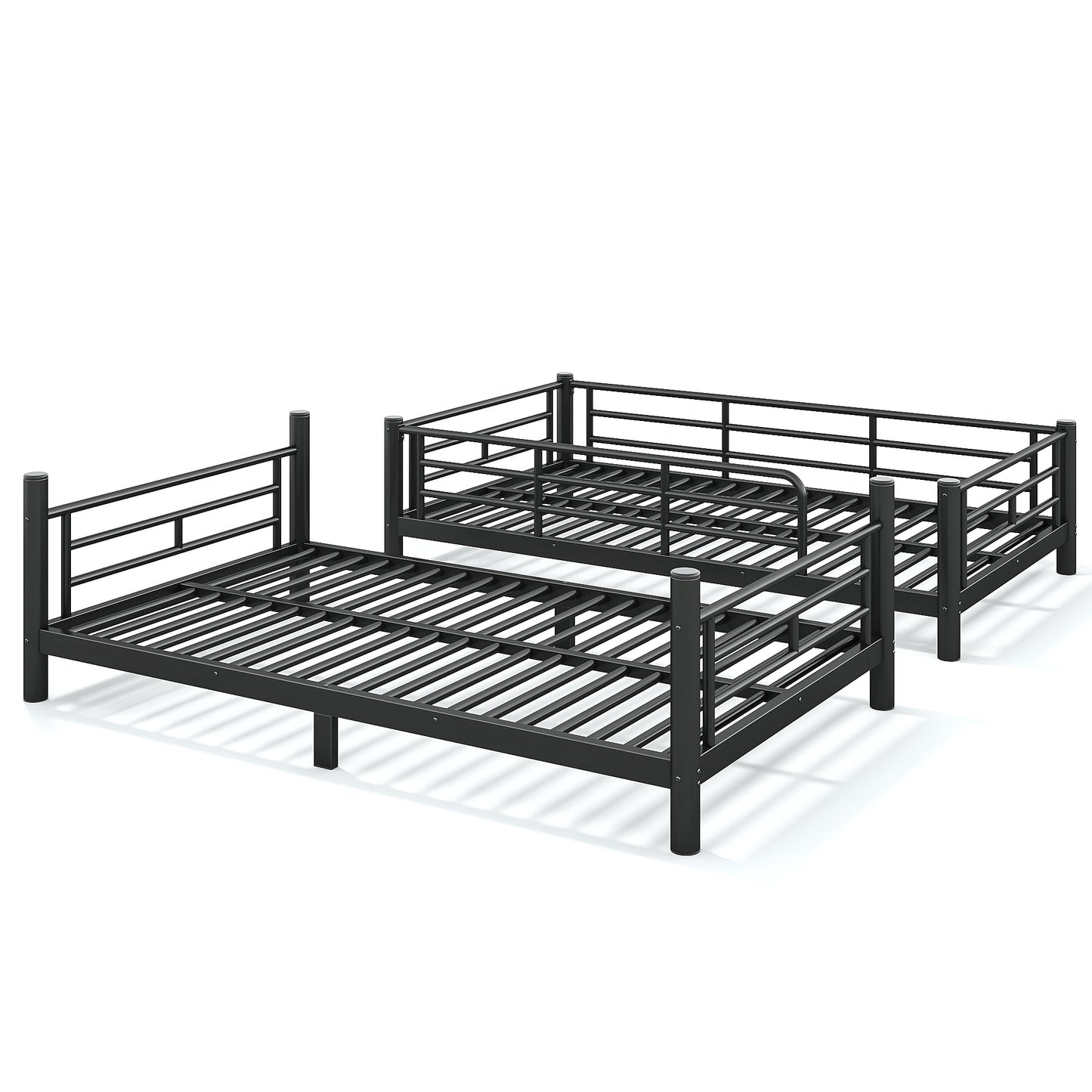 variant-group:rf-w1580p454721|Roomfitters Twin XL over Twin XL Metal Bunk Bed Frame for Teens Adults, Convertible 2 Separate Beds Round Tube, Black