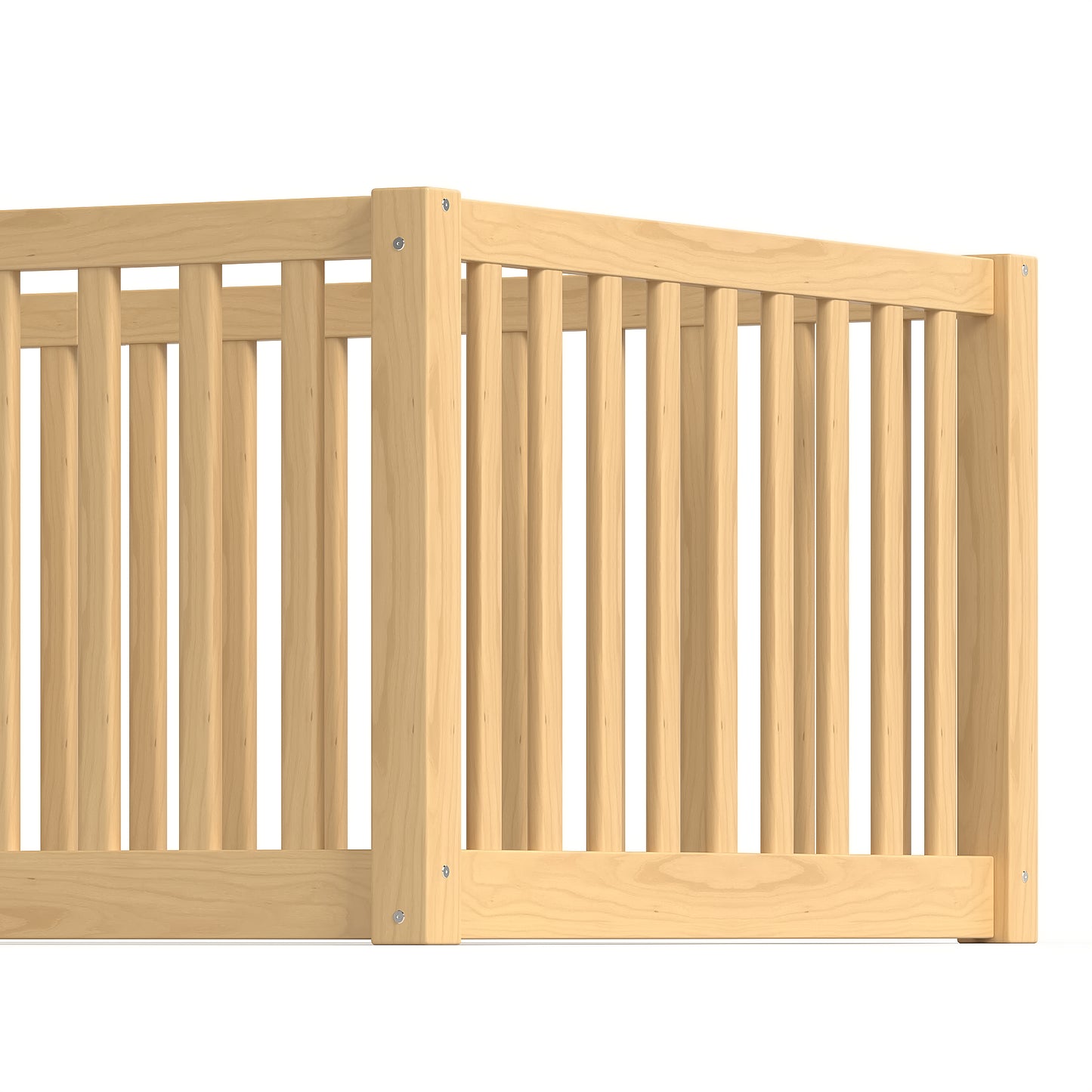 variant-group:rf-w1580p417669|Roomfitters Twin Size Wooden Floor Bed with Safety Guardrails Door, Solid Wood Low Profile Toddler Bed Frame, Natural