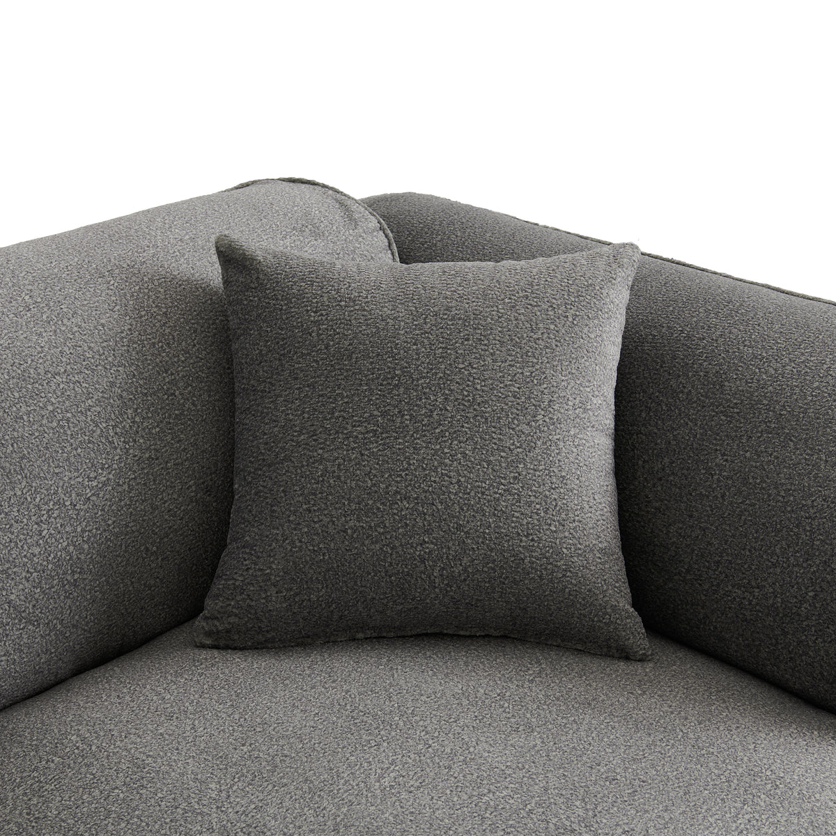 variant-group:rf-n711wy000464aae|Roomfitters Double-needle Cut Velvet Sofa, 4-Seater Modern Modular Sectional Couch with Movable Ottoman for Living Room, Gray