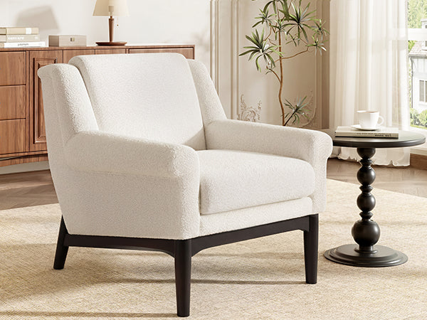 variant-group:rf-n723p426251a|Roomfitters Mid-Century Modern Textured Upholstered Accent Chair, Comfy Armchair with Sturdy Solid Wood Legs for Home, Beige