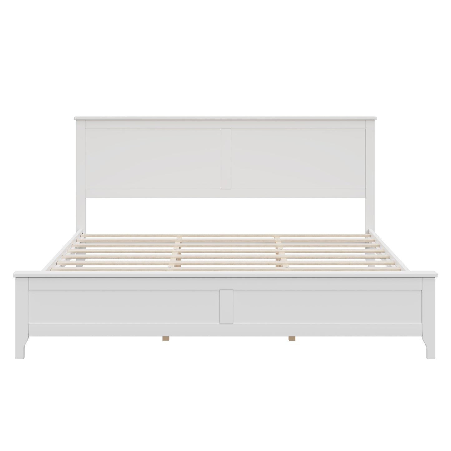 variant-group:rf-n701bs701p414277k|Roomfitters King Size Bed Frame with Paneled Headboard and Footboard, Traditional Wooden Platform Bed Frame, White