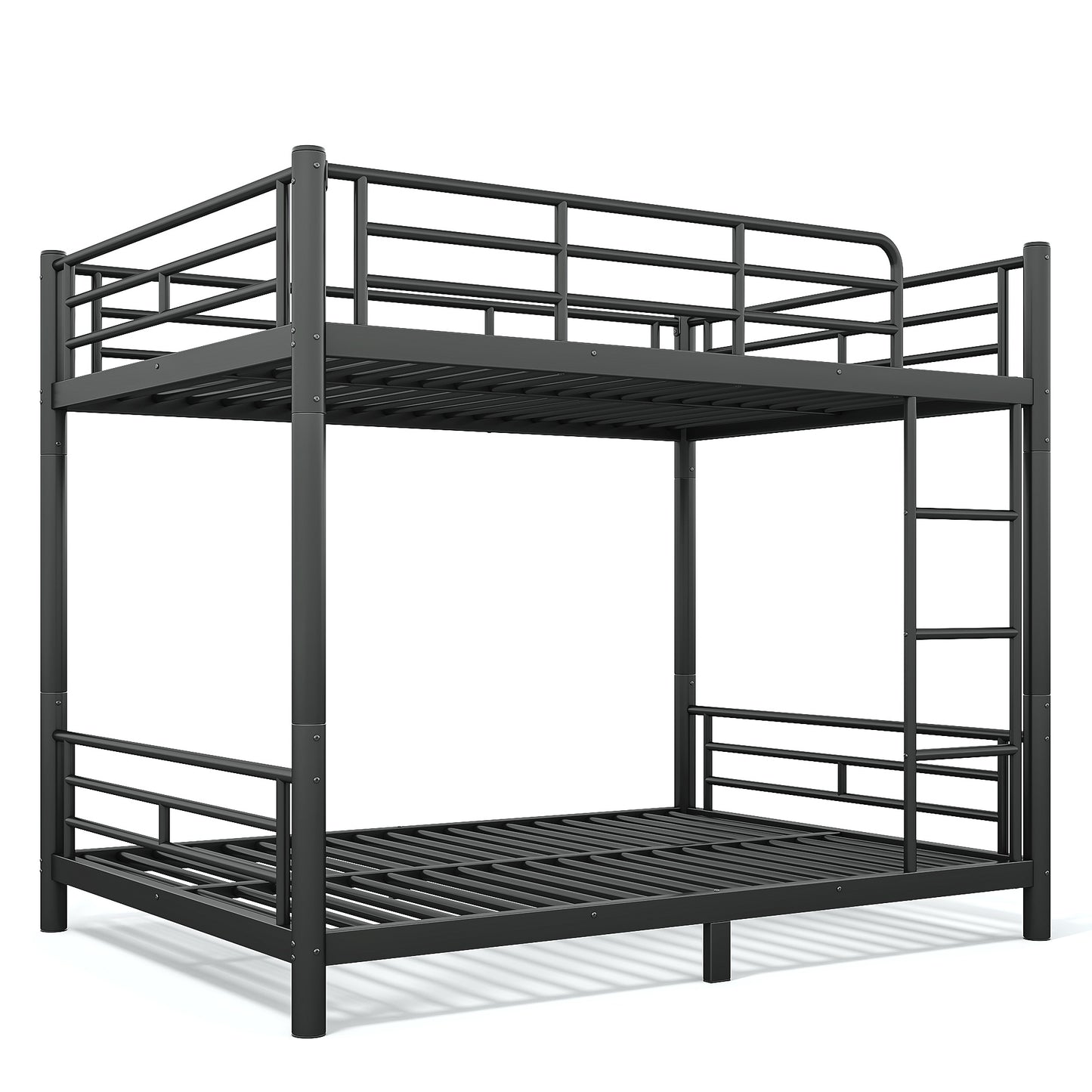 variant-group:rf-w1580p454730|Roomfitters Full over Full Metal Bunk Bed Frame for Teens Adults, Convertible 2 Separate Beds Round Tube, Black