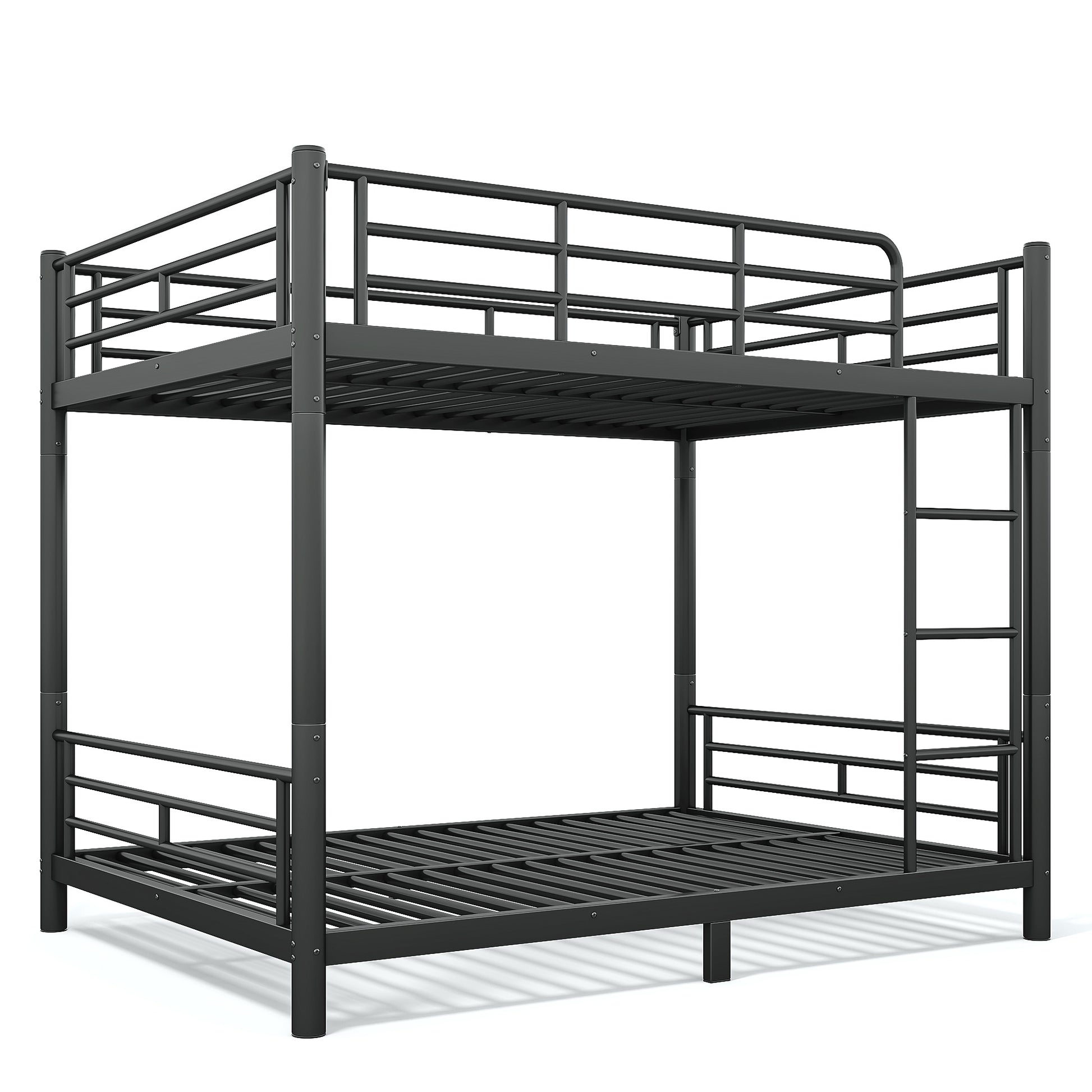 variant-group:rf-w1580p454730|Roomfitters Full over Full Metal Bunk Bed Frame for Teens Adults, Convertible 2 Separate Beds Round Tube, Black