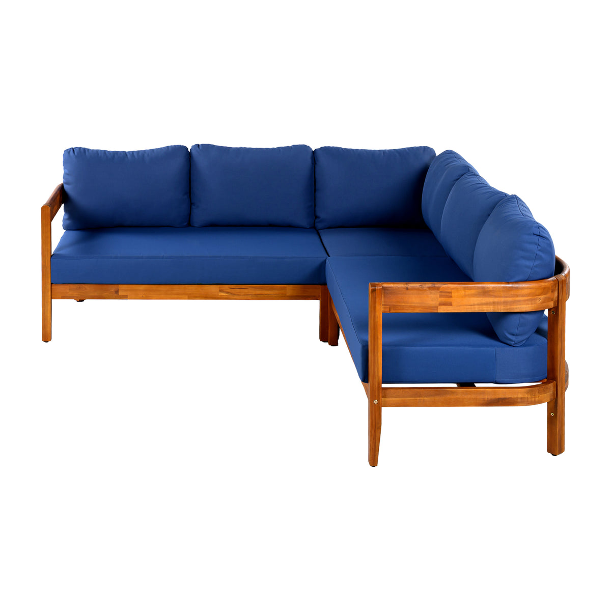 variant-group:rf-n711wy000481aac|Roomfitters Modern Coastal Blue Solid Acacia Wood L-Shaped Outdoor Patio Sectional Sofa Conversation Seating Set