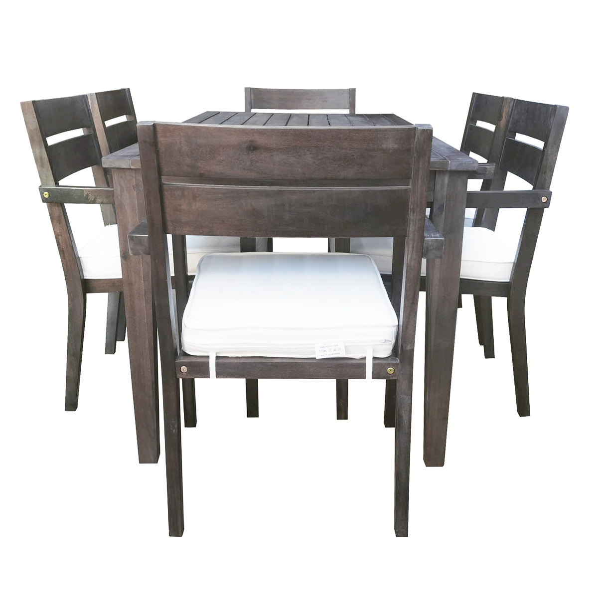 variant-group:rf-n711wy000459aae|Roomfitters 7-Piece Acacia Wood Outdoor Dining Set with Cushions, 6 Armchairs and Rectangular Table for Patio Garden, Gray