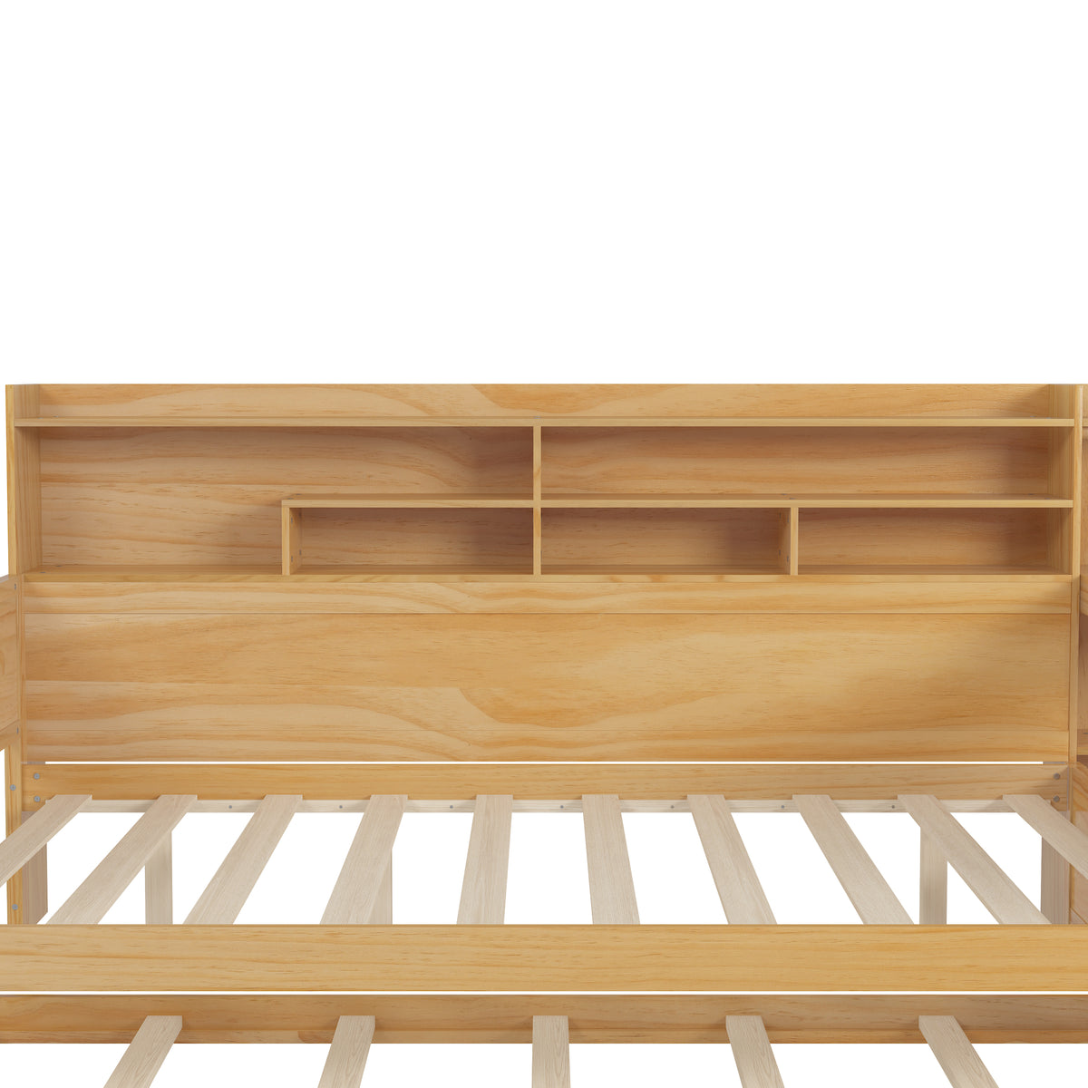 variant-group:rf-n733s373391m|Roomfitters Full Daybed with Twin Trundle, Storage Shelves and Desk, Wooden Multi-Functional Bed, Natural