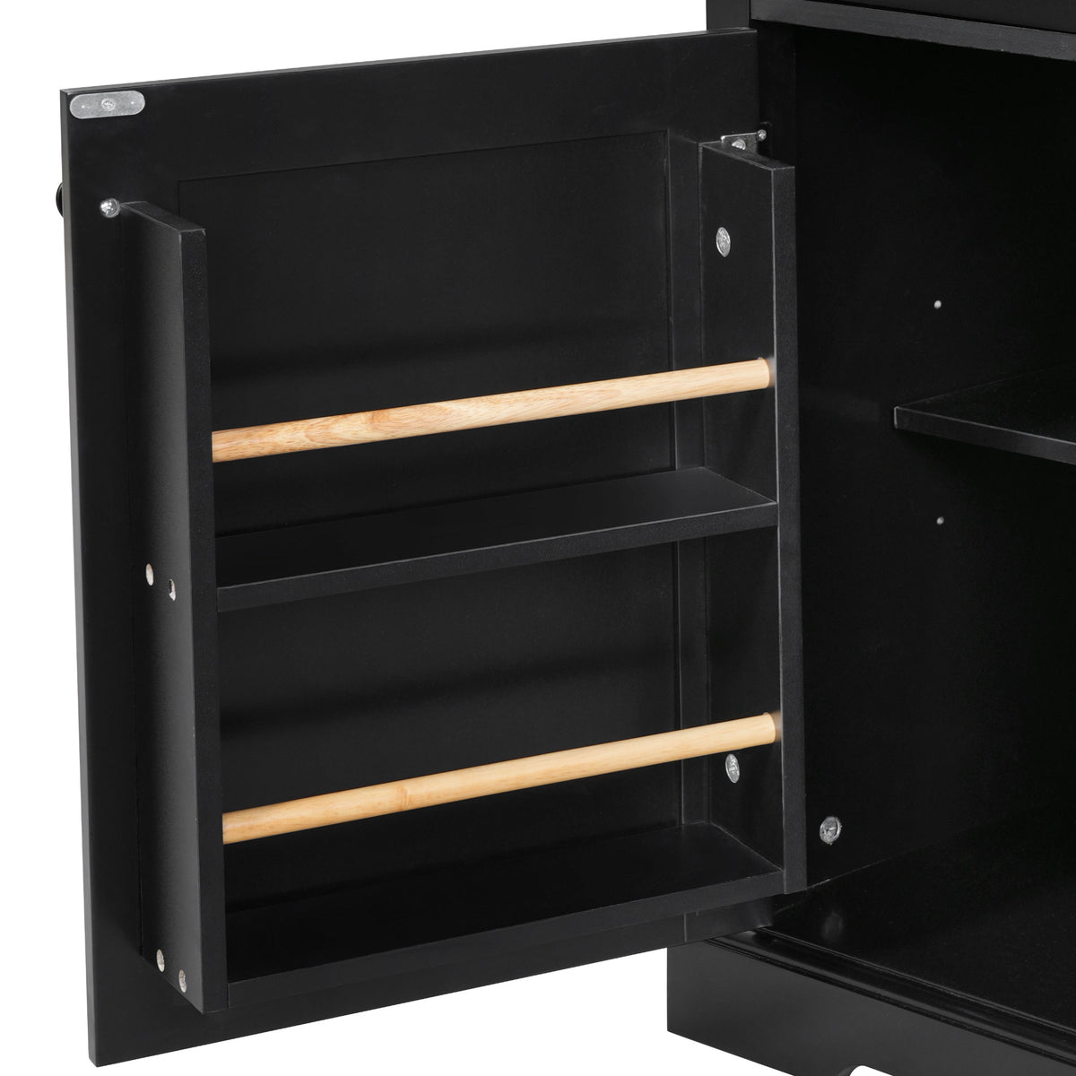 variant-group:rf-n707s300277b|Roomfitters 54.9" Kitchen Island with Drop Leaf, Rolling Kitchen Cart with Barn Door and Glass Door, Storage Cabinet, Black