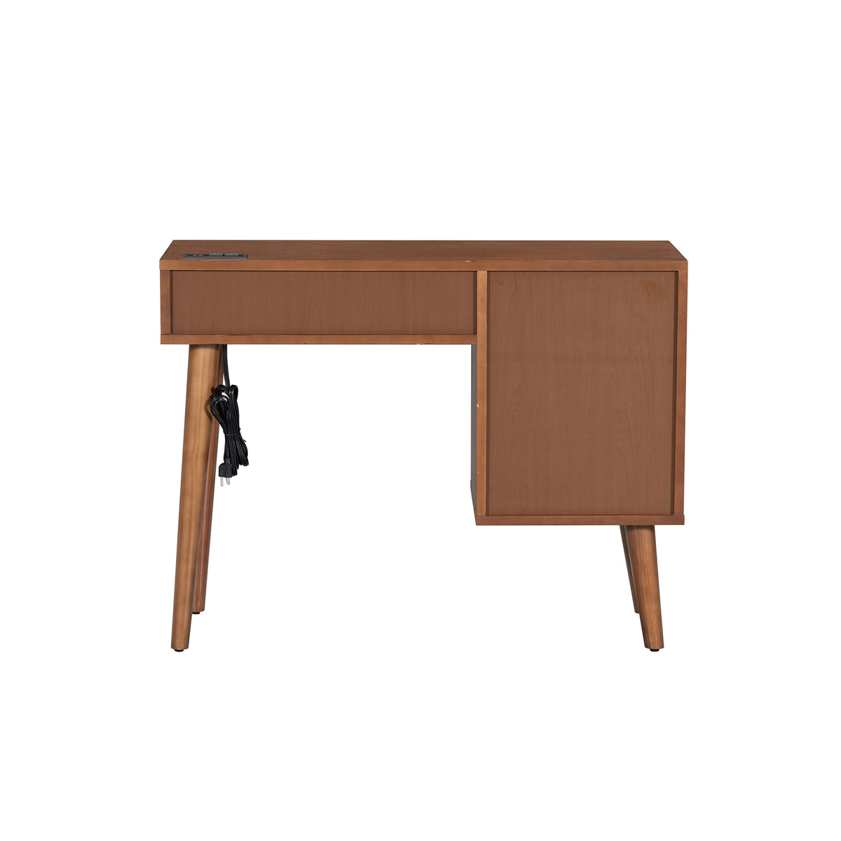 Roomfitters Wooden Nightstand with Two Storage Cabinets, End Table for Bedroom, White and Pink