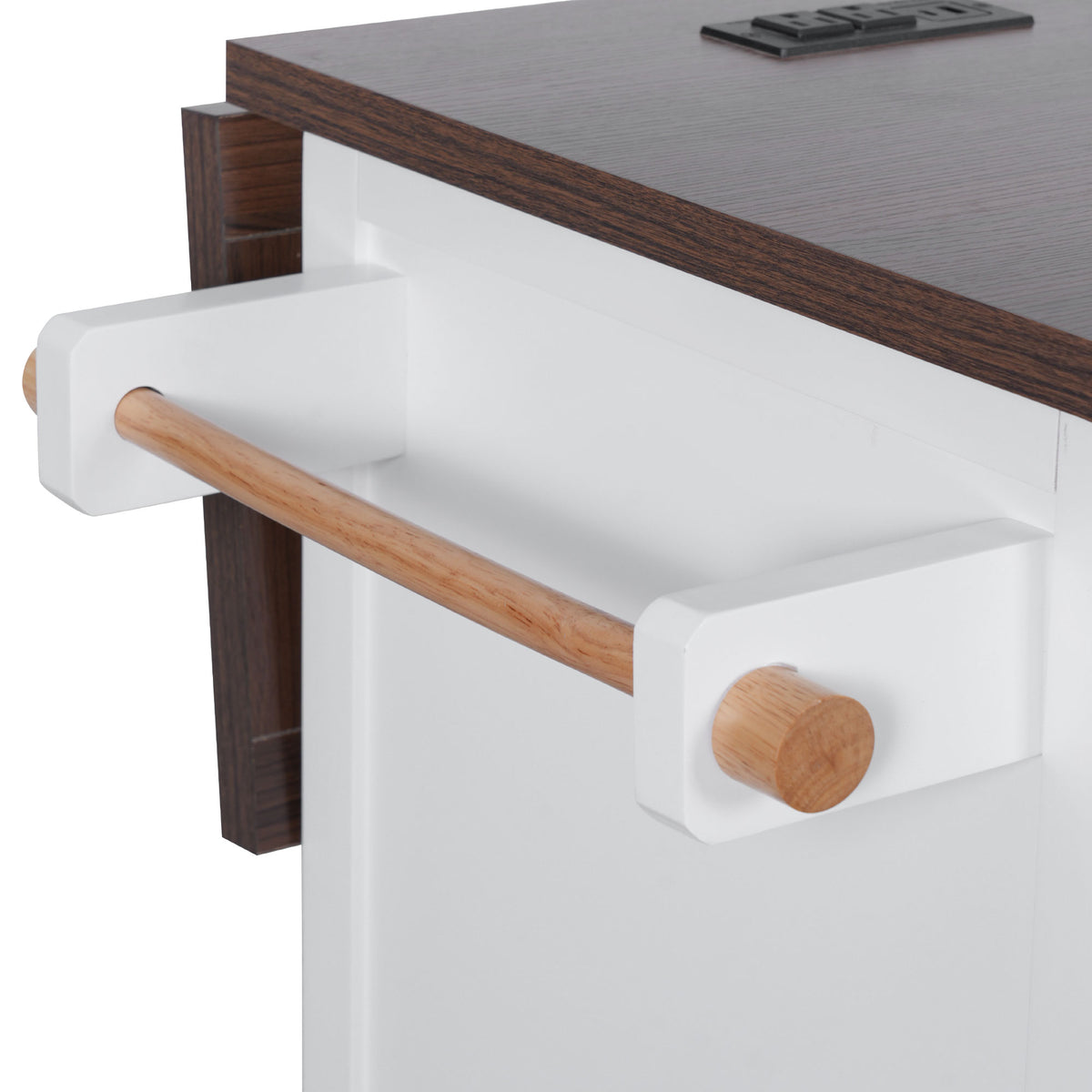 variant-group:rf-n707s300277w|Roomfitters 54.9" Kitchen Island with Drop Leaf, Rolling Kitchen Cart with Barn Door and Glass Door, Storage Cabinet, White