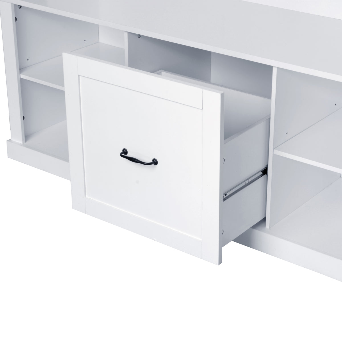 variant-group:rf-n724p264673k|Roomfitters 3-in-1 Hall Tree with 6 Hooks, Coat Rack and Entryway Bench, 57" Organizer with Drawer for Hallway or Living Room, White