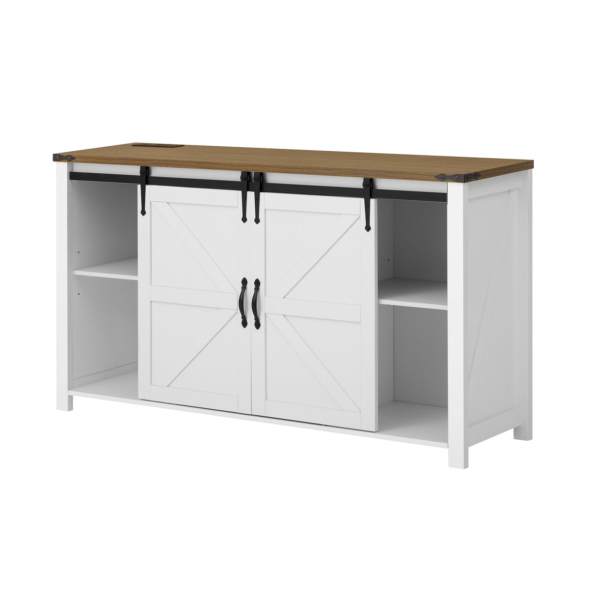 variant-group:rf-n711p347377k|Roomfitters 55.1" Storage Cabinet with 4 Drawers and Sliding Barn Doors, Farmhouse Sideboard Buffet for Kitchen & Dining, White