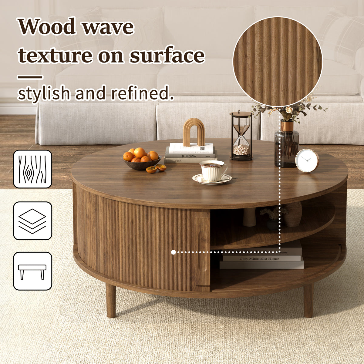 variant-group:rf-n724p416053m|Roomfitters Minimalist Round Lift-Top Coffee Table with Side Sliding Door, Antique Brown