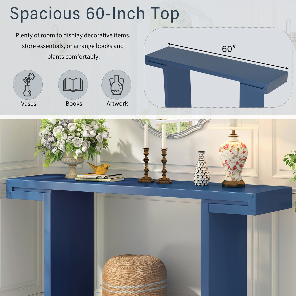 variant-group:rf-n711p303209v|Roomfitters 60" Modern Minimalist Console Table, Slim Entryway Sofa Table for Hallway and Living Room Decor, Navy Blue