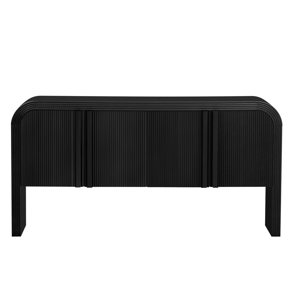 variant-group:rf-n711p415846b|Roomfitters Modern Rustic Black Curved Wave Pattern Console Table with Adjustable Storage Shelf and Elegant Wooden Handles