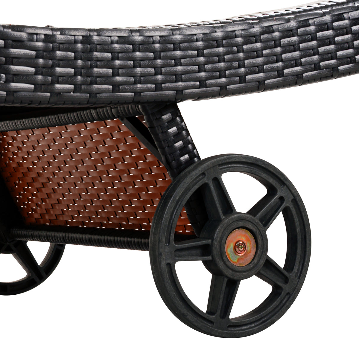 variant-group:rf-n707p395515d|Roomfitters 80"W Patio Chaise Lounge Chairs Set of 2 with Wheels, Folding Table, Adjustable Rattan Loungers, Black & Brown
