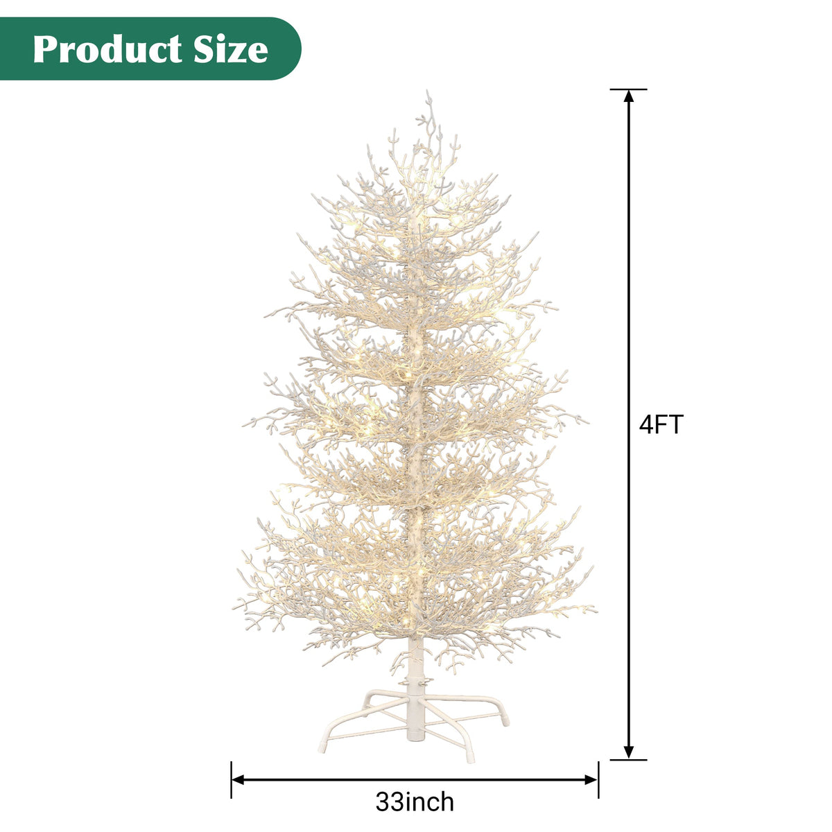 Roomfitters Pre-Lit Aspen Fir Christmas Tree 4FT, Hinged Snow-Flocked Artificial Holiday Tree with Warm Lights, 280 Tips, White Roomfitters