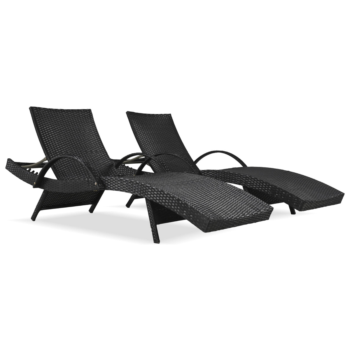 variant-group:rf-n707wf321204aab|Roomfitters 80" Outdoor Wicker Chaise Lounge Chairs, Set of 2, Reclining Patio Chairs with Pull-Out Table, Black