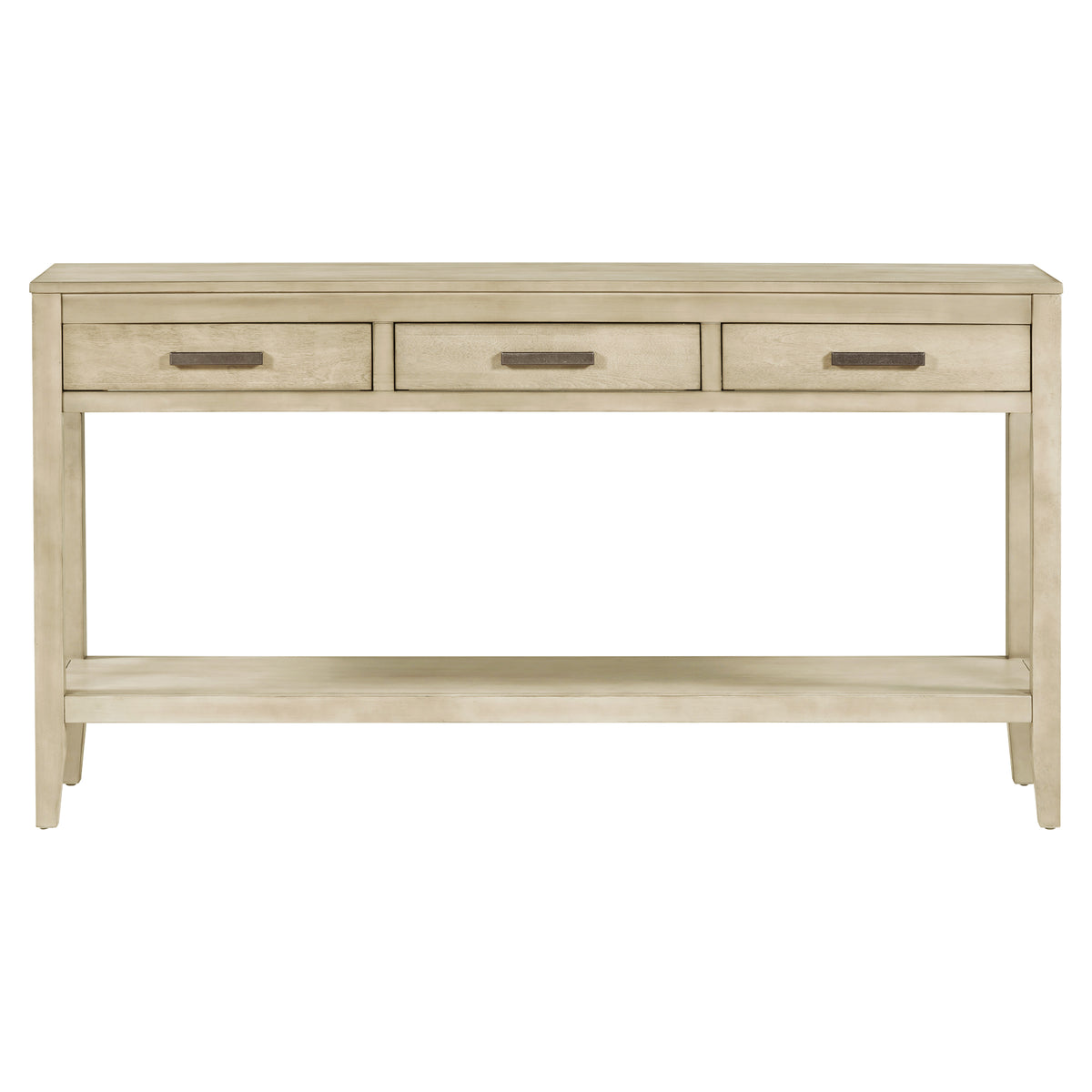 variant-group:rf-n711p410445e|Roomfitters 59.1" Farmhouse Entryway Table with 3 Drawers, Slim Console Sofa Table with Open Shelf for Hallway, Gray